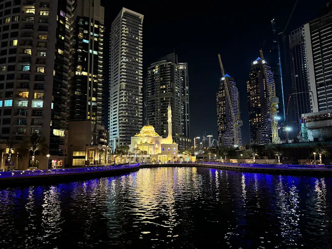 Dubai Marina Skyline Night View