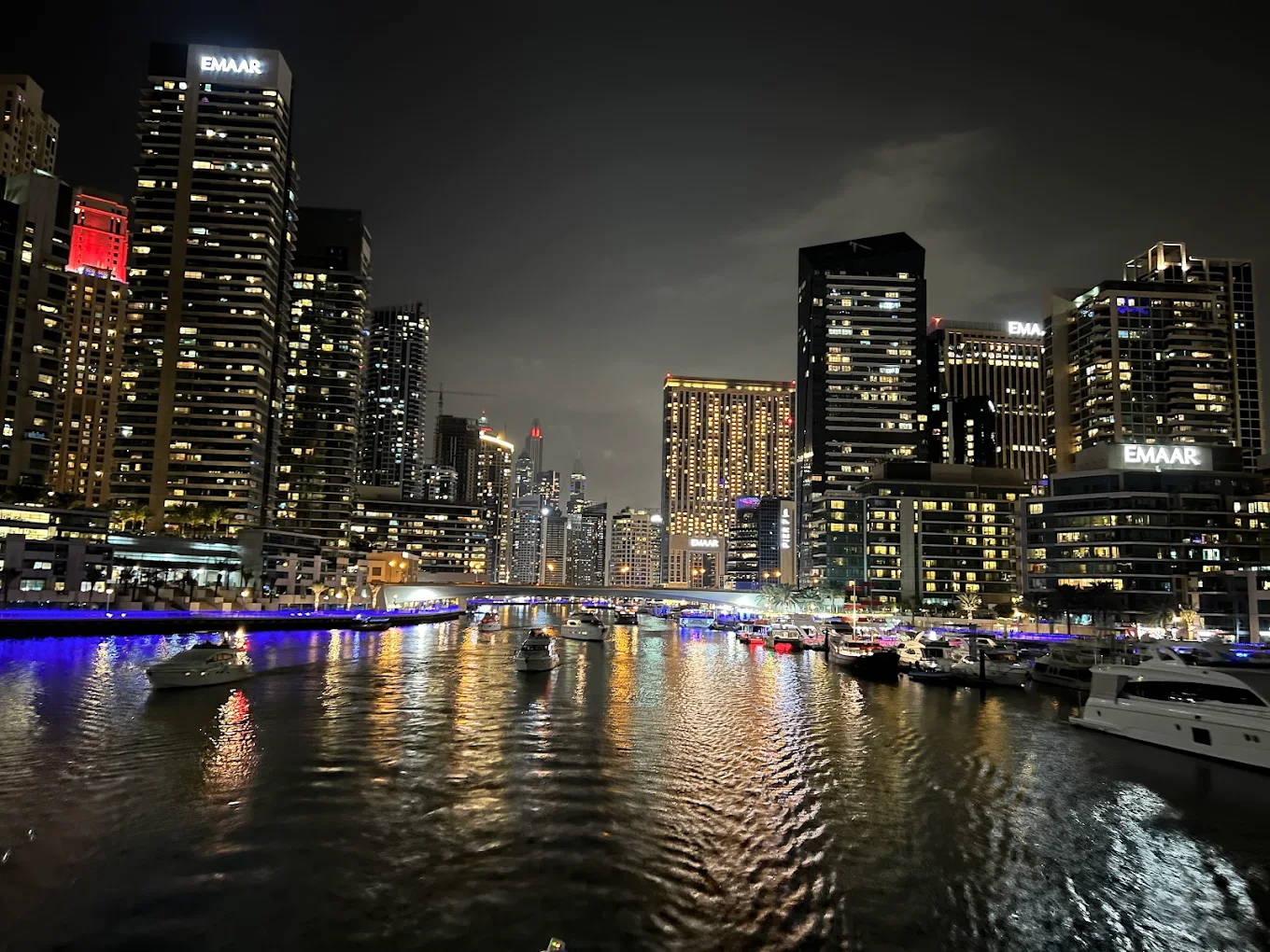 Dubai Marina Skyline Night View