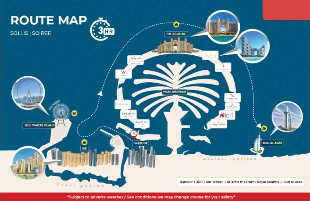 Luxury Sunseeker Superyacht Experience In Dubai With Live DJ & Saxophonist Route Map