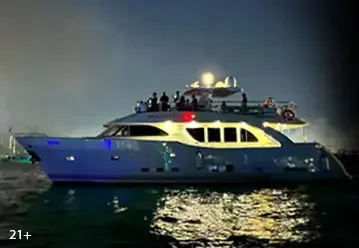 Night Yacht Party In Dubai Marina With DJ