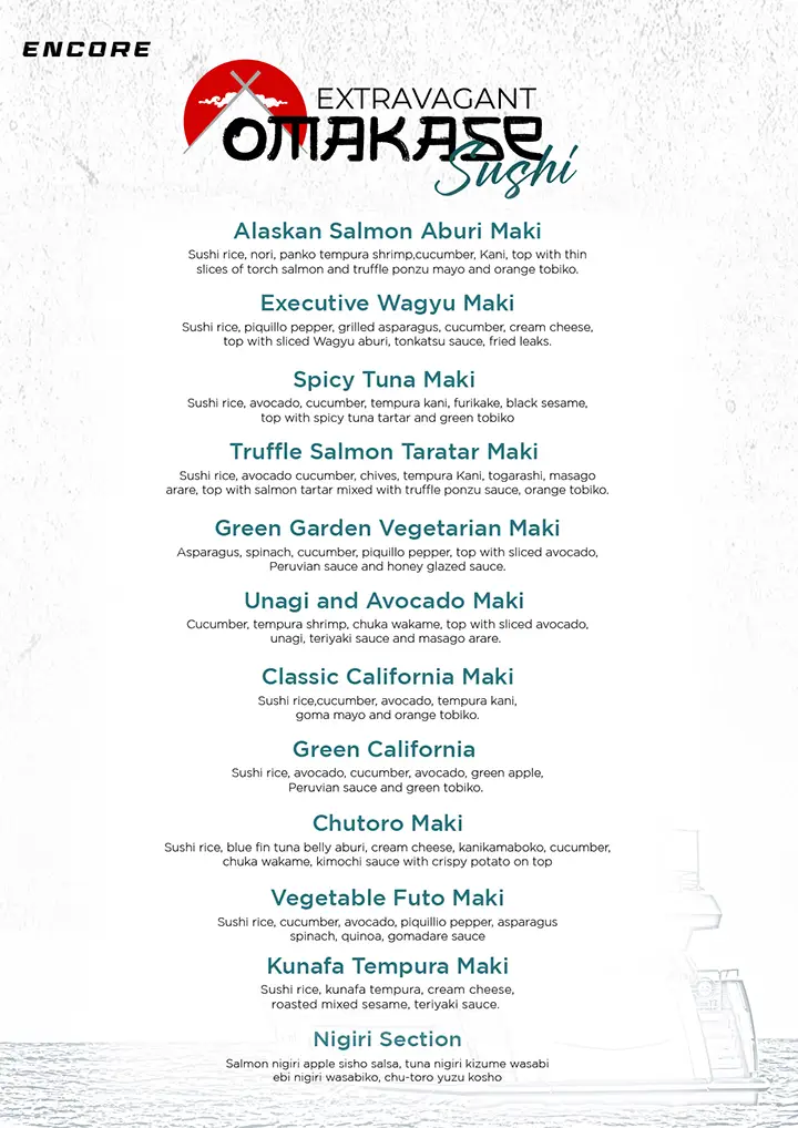 Sushi Menu For Luxury Sunseeker Superyacht Experience In Dubai With Live DJ & Saxophonist
